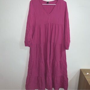 Universal thread pink balloon sleeve tiered maxi dress XS